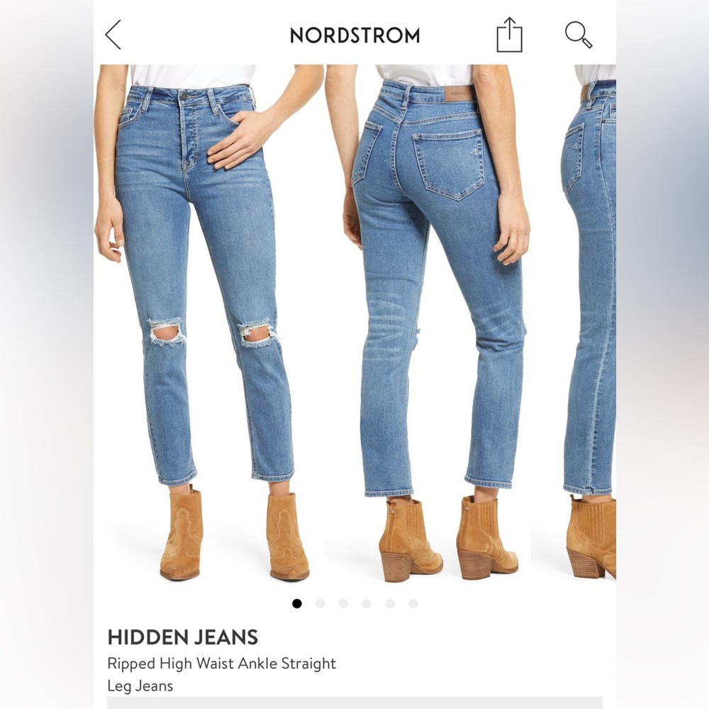 Hidden Jeans Ripped High Waist Ankle Straight Leg